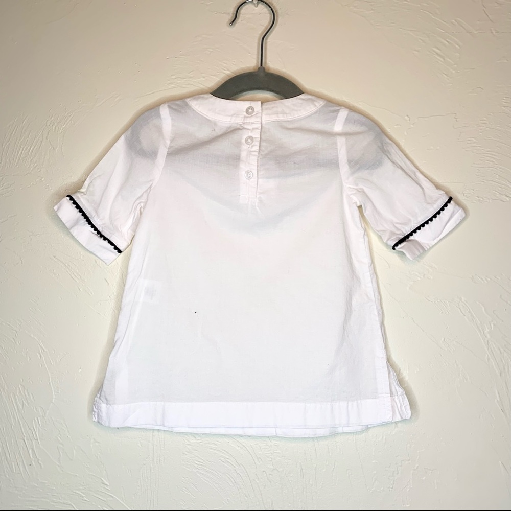 JANIE AND JACK Baby Girl White Popover Scallop Trim Blouse 6-12 Months - Picture 2 of 5